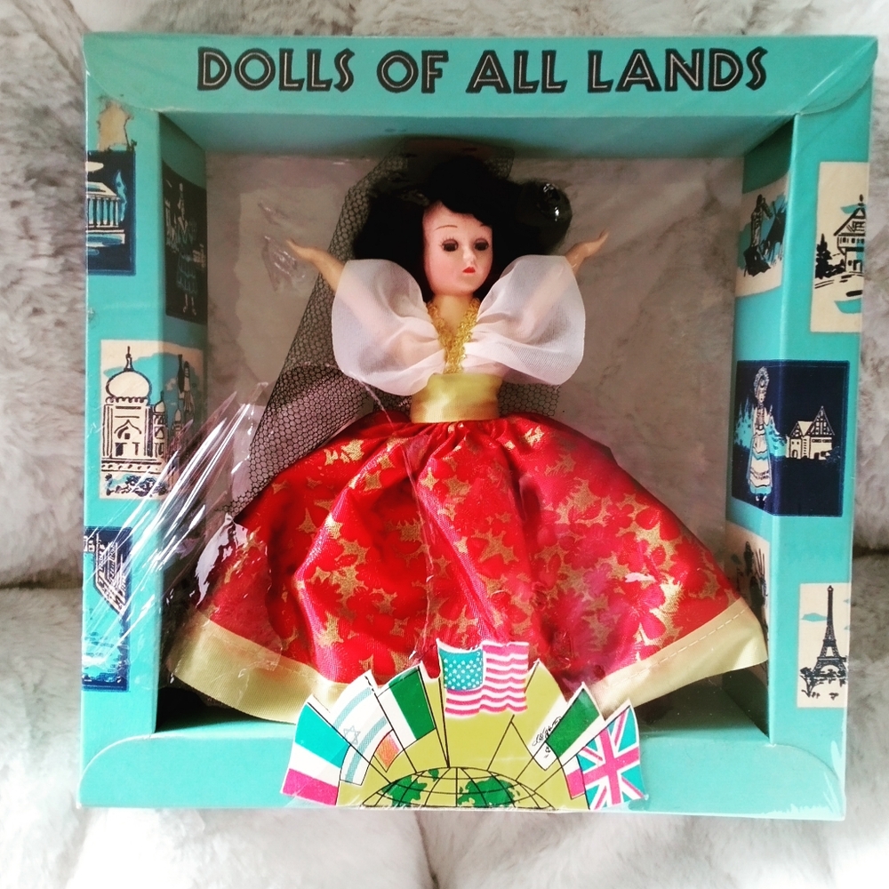 Vintage "Dolls of All Lands" Spain Plastic Doll in Dress